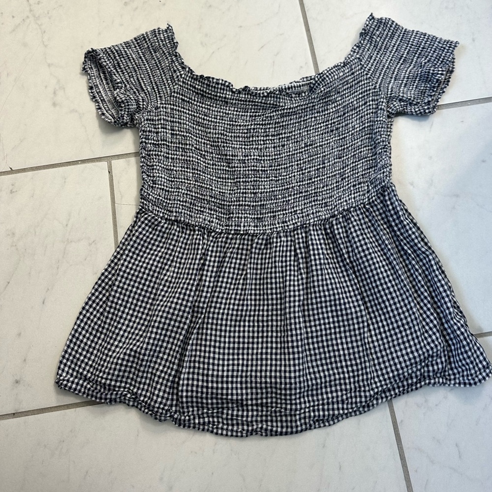 Smocked check top medium